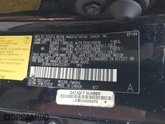 ✅ 2004 Lexus RX 330 • VIN: 2T2HA31U04C033817 • Lot: 43671266. Listed on IAAI with 225,014 mi. Free auction sales archive from the USA and detailed vehicle history report at DreamBid. Image 9.