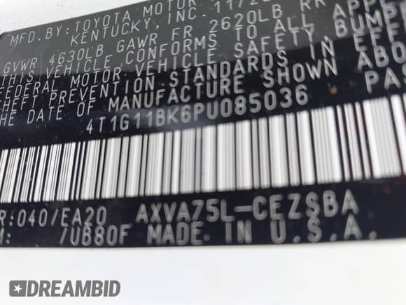 2023 Toyota Camry SE с VIN 4T1G11BK6PU085036, выставлен на аукционе IAAI как лот 43118906 с пробегом 33 413 миль миль и . История ставок и продаж доступна на DreamBid. Изображение 9.