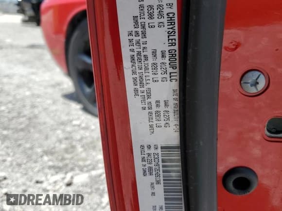 ✅ 2014 Dodge Challenger R/T 100th Anniversary Appearance • VIN: 2C3CDYBT2EH261306 • Lot: 60850764. Wystawiony na Copart z przebiegiem 109 145 mil. Bezpłatny archiwum sprzedaży aukcyjnych z USA i szczegółowy raport historii pojazdu na DreamBid. Zdjęcie 13.