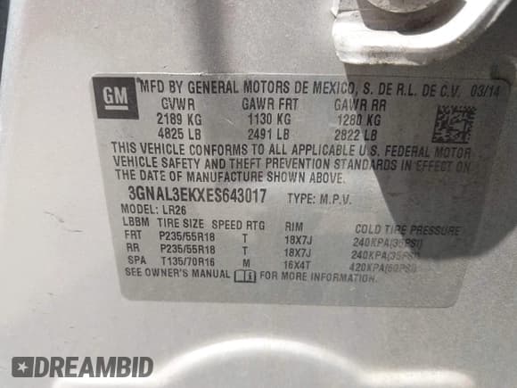 ✅ 2014 Chevrolet Captiva Sport LT • VIN: 3GNAL3EKXES643017 • Lot: 42365141. Wystawiony na IAAI z przebiegiem 102 756 mil. Bezpłatny archiwum sprzedaży aukcyjnych z USA i szczegółowy raport historii pojazdu na DreamBid. Zdjęcie 9.