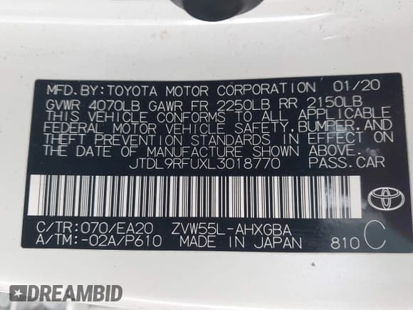 ✅ 2020 Toyota Prius LE • VIN: JTDL9RFUXL3018770 • Lot: 43757305. Wystawiony na IAAI z przebiegiem 112 795 mil. Bezpłatny archiwum sprzedaży aukcyjnych z USA i szczegółowy raport historii pojazdu na DreamBid. Zdjęcie 9.