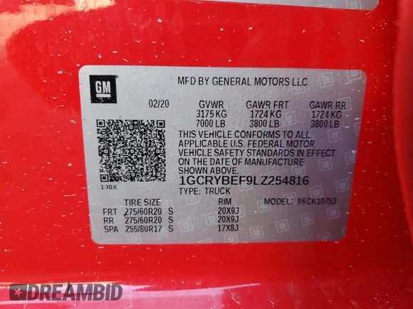 ✅ 2020 Chevrolet Silverado 1500 Custom • VIN: 1GCRYBEF9LZ254816 • Lot: 85382294. Wystawiony na Copart z przebiegiem 74 491 mil. Bezpłatny archiwum sprzedaży aukcyjnych z USA i szczegółowy raport historii pojazdu na DreamBid. Zdjęcie 14.