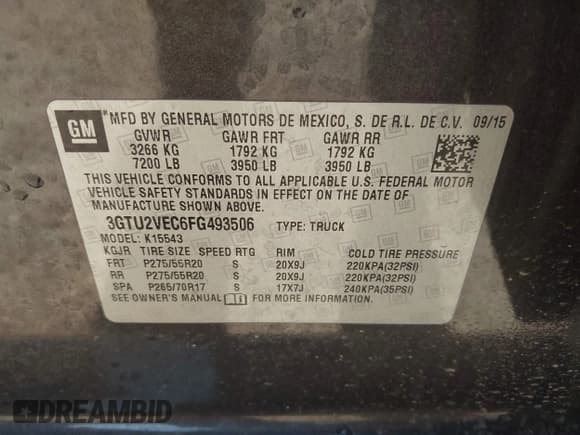 ✅ 2015 GMC Sierra 1500 SLT • VIN: 3GTU2VEC6FG493506 • Lot: 43310229. Wystawiony na IAAI z przebiegiem 142 072 mil. Bezpłatny archiwum sprzedaży aukcyjnych z USA i szczegółowy raport historii pojazdu na DreamBid. Zdjęcie 9.