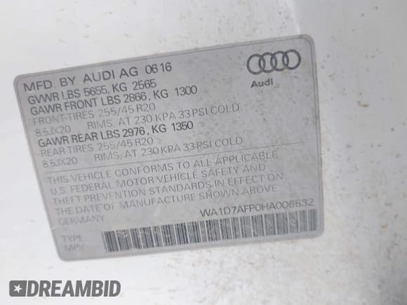 ✅ 2017 Audi Q5 Premium Plus • VIN: WA1D7AFP0HA006632 • Lot: 42347725. Listed on IAAI with 77,555 mi. Free auction sales archive from the USA and detailed vehicle history report at DreamBid. Image 9.