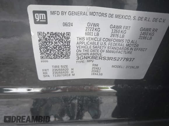 ✅ 2024 Chevrolet Blazer RS • VIN: 3GNKBERS3RS277937 • Lot: 42777897. Listed on IAAI with 37,721 mi. Free auction sales archive from the USA and detailed vehicle history report at DreamBid. Image 9.