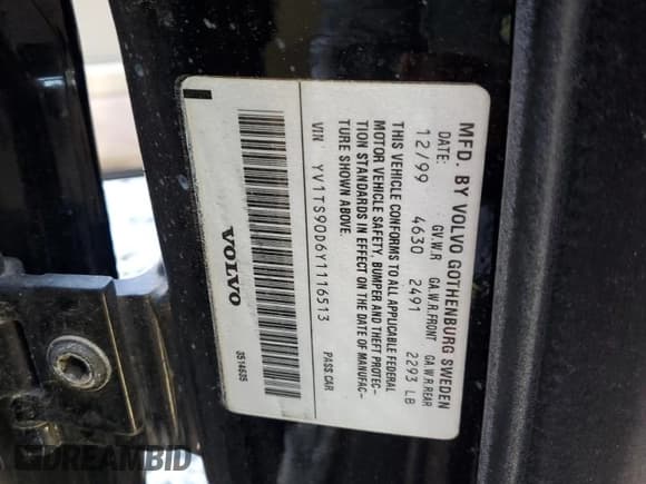 ✅ 2000 Volvo S80 • VIN: YV1TS90D6Y1116513 • Lot: 69638645. Wystawiony na Copart z przebiegiem 91 299 mil. Bezpłatny archiwum sprzedaży aukcyjnych z USA i szczegółowy raport historii pojazdu na DreamBid. Zdjęcie 12.