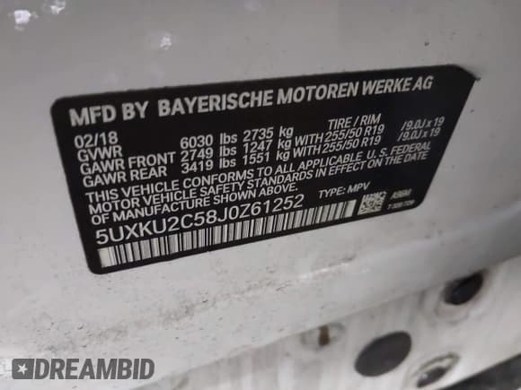 ✅ 2018 BMW X6 xDrive35i • VIN: 5UXKU2C58J0Z61252 • Лот: 43022030. Опубликован ранее на IAAI с пробегом 138 284 миль. Бесплатный доступ к архиву аукционных продаж из США и подробный отчёт об истории автомобиля на DreamBid. Изображение 9.