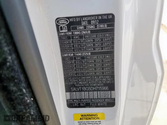 ✅ 2013 Land Rover Range Rover Evoque Dynamic Premium • VIN: SALVT1BG5DH715966 • Lot: 49995295. Listed on Copart with Not provided. Free auction sales archive from the USA and detailed vehicle history report at DreamBid. Image 13.