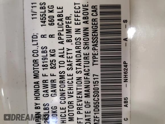 ✅ 2012 Honda CR-Z EX • VIN: JHMZF1D65CS001517 • Lot: 78509664. Wystawiony na Copart z przebiegiem 128 224 mil. Bezpłatny archiwum sprzedaży aukcyjnych z USA i szczegółowy raport historii pojazdu na DreamBid. Zdjęcie 12.