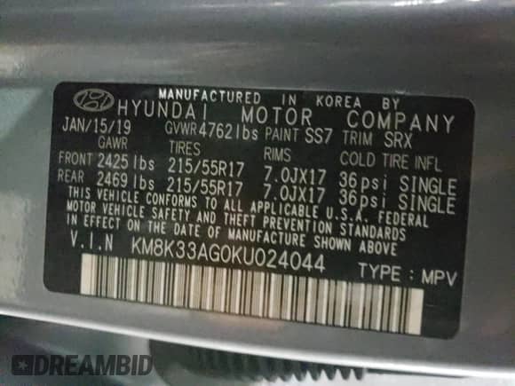 2019 Hyundai Kona Limited с VIN KM8K33AG0KU024044, выставлен на аукционе Copart как лот 69958472 с пробегом 35 250 миль миль и . История ставок и продаж доступна на DreamBid. Изображение 14.