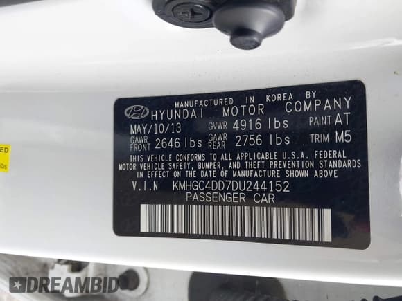 ✅ 2013 Hyundai Genesis 3.8L • VIN: KMHGC4DD7DU244152 • Lot: 43750491. Listed on IAAI with 185,089 mi. Free auction sales archive from the USA and detailed vehicle history report at DreamBid. Image 9.