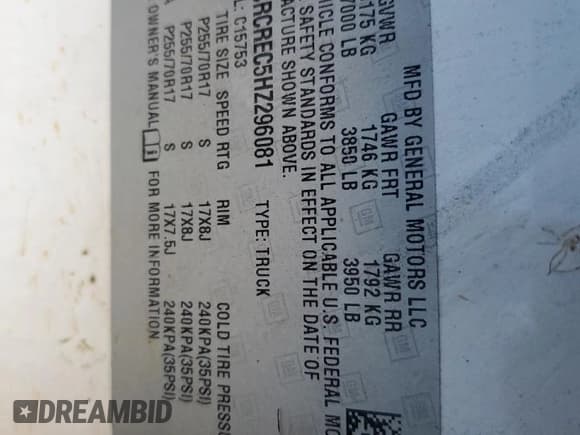 ✅ 2017 Chevrolet Silverado 1500 LT • VIN: 1GCRCREC5HZ296081 • Лот: 76128934. Опубликован ранее на Copart с пробегом 240 939 миль. Бесплатный доступ к архиву аукционных продаж из США и подробный отчёт об истории автомобиля на DreamBid. Изображение 12.