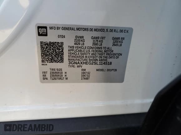 ✅ 2025 Chevrolet Equinox FWD LT • VIN: 3GNAXHEG2SL114518 • Лот: 80288275. Опубликован ранее на Copart с пробегом 7 942 миль. Бесплатный доступ к архиву аукционных продаж из США и подробный отчёт об истории автомобиля на DreamBid. Изображение 14.