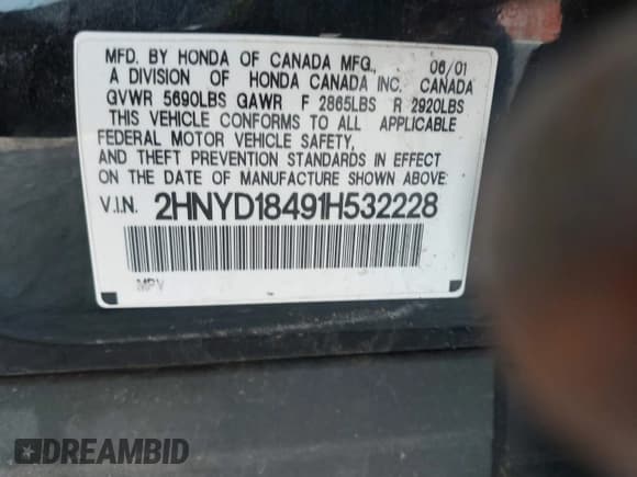 ✅ 2001 Acura MDX • VIN: 2HNYD18491H532228 • Lot: 40730006. Wystawiony na IAAI z przebiegiem 152 145 mil. Bezpłatny archiwum sprzedaży aukcyjnych z USA i szczegółowy raport historii pojazdu na DreamBid. Zdjęcie 9.