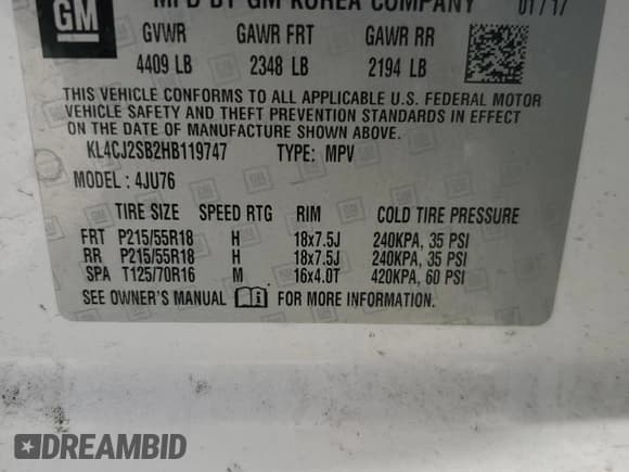 ✅ 2017 Buick Encore Sport Touring • VIN: KL4CJ2SB2HB119747 • Lot: 70921265. Wystawiony na Copart z przebiegiem 61 377 mil. Bezpłatny archiwum sprzedaży aukcyjnych z USA i szczegółowy raport historii pojazdu na DreamBid. Zdjęcie 13.