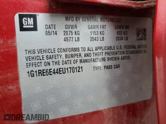 ✅ 2014 Chevrolet Volt • VIN: 1G1RE6E44EU170121 • Lot: 84915124. Wystawiony na Copart z przebiegiem 68 549 mil. Bezpłatny archiwum sprzedaży aukcyjnych z USA i szczegółowy raport historii pojazdu na DreamBid. Zdjęcie 13.