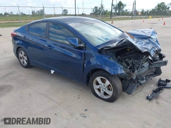 2014 Hyundai Elantra SE z VIN KMHDH4AE0EU163187, wystawiony jako IAAI lot #43472754 z przebiegiem Nie podano mil oraz . Historia ofert i sprzedaży dostępna na DreamBid. Obrazek 1.