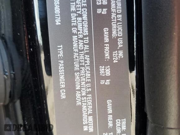 ✅ 2025 Lucid Air Pure • VIN: 50EA1PGA0SA001764 • Lot: 52415645. Wystawiony na Copart z przebiegiem 1 539 mil. Bezpłatny archiwum sprzedaży aukcyjnych z USA i szczegółowy raport historii pojazdu na DreamBid. Zdjęcie 13.