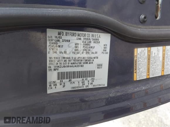 ✅ 2004 Ford Explorer • VIN: 1FMZU84W44UA55182 • Лот: 41140094. Опубликован ранее на IAAI с пробегом Не указан. Бесплатный доступ к архиву аукционных продаж из США и подробный отчёт об истории автомобиля на DreamBid. Изображение 9.