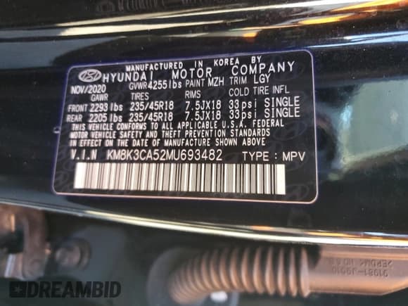 ✅ 2021 Hyundai Kona Limited • VIN: KM8K3CA52MU693482 • Лот: 73027144. Опубликован ранее на Copart с пробегом 36 462 миль. Бесплатный доступ к архиву аукционных продаж из США и подробный отчёт об истории автомобиля на DreamBid. Изображение 13.