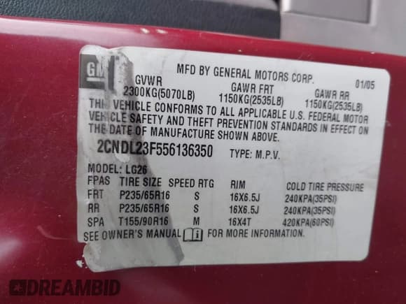 ✅ 2005 Chevrolet Equinox LS • VIN: 2CNDL23F556136350 • Лот: 41875184. Опубликован ранее на IAAI с пробегом 88 560 миль. Бесплатный доступ к архиву аукционных продаж из США и подробный отчёт об истории автомобиля на DreamBid. Изображение 9.