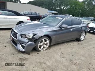 ✅ 2019 Infiniti Q50 Signature Edition • VIN: JN1EV7AR2KM555978 • Lot: 64946075. Listed on Copart with 55,583 mi. Free auction sales archive from the USA and detailed vehicle history report at DreamBid. Image 1.