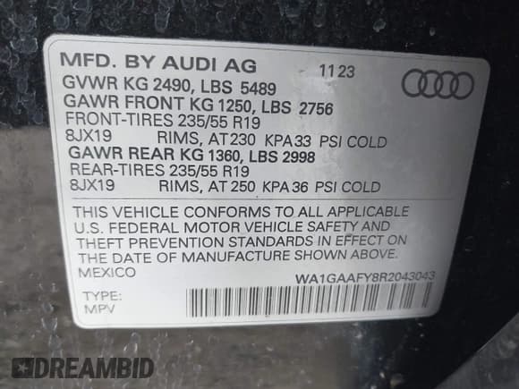 ✅ 2024 Audi Q5 S line Premium • VIN: WA1GAAFY8R2043043 • Лот: 42054728. Опубликован ранее на IAAI с пробегом 10 929 миль. Бесплатный доступ к архиву аукционных продаж из США и подробный отчёт об истории автомобиля на DreamBid. Изображение 9.