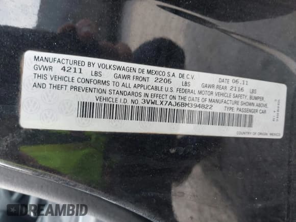 ✅ 2011 Volkswagen Jetta SEL • VIN: 3VWLX7AJ6BM394822 • Лот: 42360987. Опубликован ранее на IAAI с пробегом 173 310 миль. Бесплатный доступ к архиву аукционных продаж из США и подробный отчёт об истории автомобиля на DreamBid. Изображение 9.