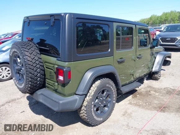 ✅ 2023 Jeep Wrangler Sport S • VIN: 1C4HJXDN0PW695795 • Lot: 41974691. Listed on IAAI with 32,734 mi. Free auction sales archive from the USA and detailed vehicle history report at DreamBid. Image 4.