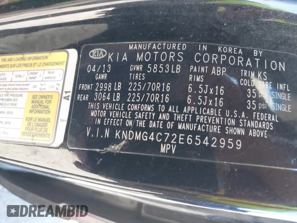 ✅ 2014 Kia Sedona LX • VIN: KNDMG4C72E6542959 • Лот: 43650162. Опубликован ранее на IAAI с пробегом 163 501 миль. Бесплатный доступ к архиву аукционных продаж из США и подробный отчёт об истории автомобиля на DreamBid. Изображение 9.