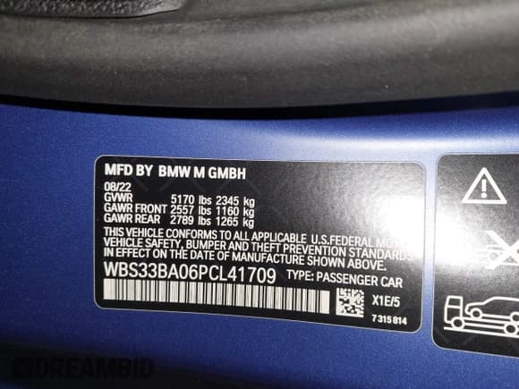 ✅ 2023 BMW M4 Competition xDrive • VIN: WBS33BA06PCL41709 • Lot: 42395952. Listed on IAAI with 24,066 mi. Free auction sales archive from the USA and detailed vehicle history report at DreamBid. Image 9.