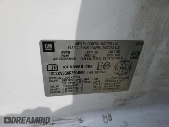 ✅ 2016 Chevrolet Silverado 2500HD LT • VIN: 1GC2KVEG8GZ394598 • Lot: 81324965. Wystawiony na Copart z przebiegiem Nie podano. Bezpłatny archiwum sprzedaży aukcyjnych z USA i szczegółowy raport historii pojazdu na DreamBid. Zdjęcie 12.