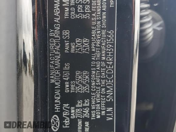 ✅ 2024 Hyundai Tucson Limited • VIN: 5NMJECDE4RH391566 • Lot: 73208984. Wystawiony na Copart z przebiegiem 9 074 mil. Bezpłatny archiwum sprzedaży aukcyjnych z USA i szczegółowy raport historii pojazdu na DreamBid. Zdjęcie 12.