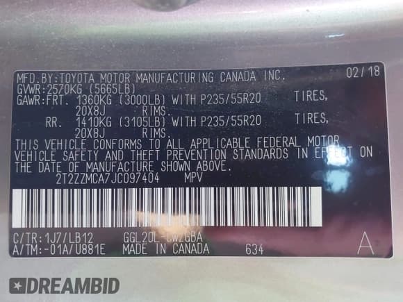 ✅ 2018 Lexus RX 350 • VIN: 2T2ZZMCA7JC097404 • Lot: 43193375. Listed on IAAI with 203,781 mi. Free auction sales archive from the USA and detailed vehicle history report at DreamBid. Image 9.