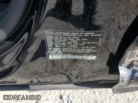 ✅ 2021 Volkswagen Atlas SE • VIN: 1V2RR2CA9MC523954 • Лот: 69561885. Опубликован ранее на Copart с пробегом 42 072 миль. Бесплатный доступ к архиву аукционных продаж из США и подробный отчёт об истории автомобиля на DreamBid. Изображение 13.