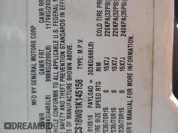 2001 Chevrolet Blazer LS z VIN 1GNCS18W81K145158, wystawiony jako Copart lot #70669324 z przebiegiem 139 629 mil mil oraz Szkoda całkowita • Salvage title. Historia ofert i sprzedaży dostępna na DreamBid. Obrazek 13.