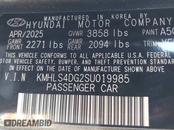 ✅ 2025 Hyundai Elantra SEL Convenience • VIN: KMHLS4DG2SU019985 • Лот: 43802357. Опубликован ранее на IAAI с пробегом 8 733 миль. Бесплатный доступ к архиву аукционных продаж из США и подробный отчёт об истории автомобиля на DreamBid. Изображение 9.