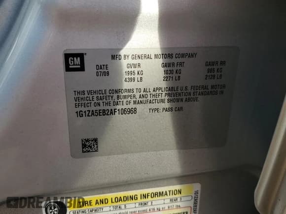 ✅ 2010 Chevrolet Malibu 1FL • VIN: 1G1ZA5EB2AF106968 • Lot: 80462834. Listed on Copart with 211,896 mi. Free auction sales archive from the USA and detailed vehicle history report at DreamBid. Image 14.