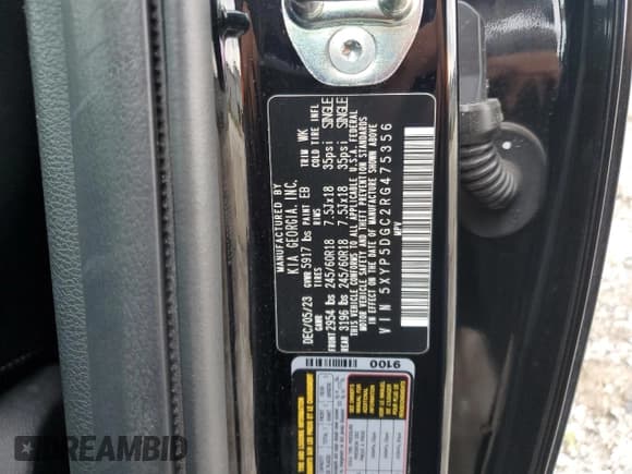 ✅ 2024 Kia Telluride SX X-Pro • VIN: 5XYP5DGC2RG475356 • Lot: 71189885. Listed on Copart with 10,593 mi. Free auction sales archive from the USA and detailed vehicle history report at DreamBid. Image 14.