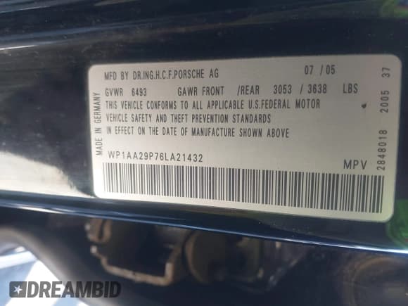 ✅ 2006 Porsche Cayenne • VIN: WP1AA29P76LA21432 • Лот: 43848987. Опубликован ранее на IAAI с пробегом 232 383 миль. Бесплатный доступ к архиву аукционных продаж из США и подробный отчёт об истории автомобиля на DreamBid. Изображение 9.