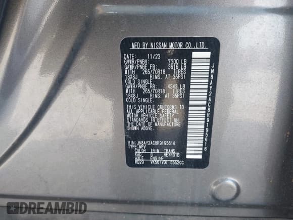 ✅ 2024 Nissan Armada SV • VIN: JN8AY2AC8R9195618 • Лот: 42691383. Опубликован ранее на IAAI с пробегом Не указан. Бесплатный доступ к архиву аукционных продаж из США и подробный отчёт об истории автомобиля на DreamBid. Изображение 9.