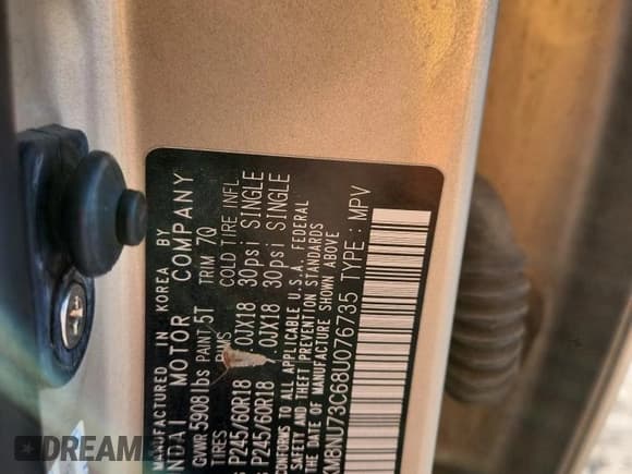 ✅ 2008 Hyundai Veracruz GLS • VIN: KM8NU73C68U076735 • Lot: 90055345. Listed on Copart with 196,725 mi. Free auction sales archive from the USA and detailed vehicle history report at DreamBid. Image 13.