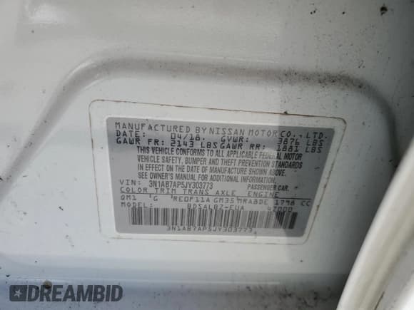 ✅ 2018 Nissan Sentra S • VIN: 3N1AB7AP5JY303773 • Лот: 87312575. Опубликован ранее на Copart с пробегом 179 865 миль. Бесплатный доступ к архиву аукционных продаж из США и подробный отчёт об истории автомобиля на DreamBid. Изображение 12.