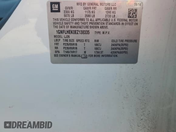 ✅ 2014 Chevrolet Equinox LTZ • VIN: 1GNFLHEK0EZ138335 • Лот: 71763245. Опубликован ранее на Copart с пробегом 113 727 миль. Бесплатный доступ к архиву аукционных продаж из США и подробный отчёт об истории автомобиля на DreamBid. Изображение 13.