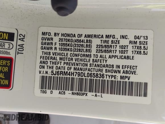 ✅ 2013 Honda CR-V EX-L • VIN: 5J6RM4H79DL065836 • Lot: 43244928. Wystawiony na IAAI z przebiegiem 114 972 mil. Bezpłatny archiwum sprzedaży aukcyjnych z USA i szczegółowy raport historii pojazdu na DreamBid. Zdjęcie 9.