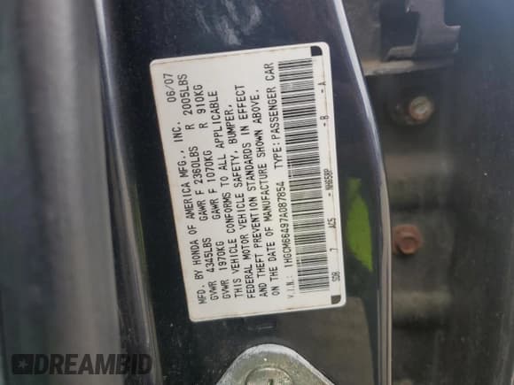 ✅ 2007 Honda Accord LX SE • VIN: 1HGCM66497A087854 • Lot: 85555995. Wystawiony na Copart z przebiegiem 175 516 mil. Bezpłatny archiwum sprzedaży aukcyjnych z USA i szczegółowy raport historii pojazdu na DreamBid. Zdjęcie 12.