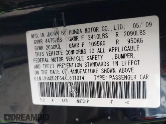 ✅ 2010 Acura TSX • VIN: JH4CU2F64AC001014 • Lot: 43690643. Listed on IAAI with 172,649 mi. Free auction sales archive from the USA and detailed vehicle history report at DreamBid. Image 9.