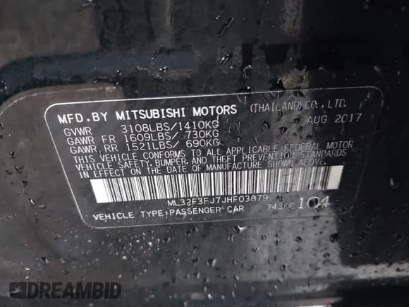 ✅ 2018 Mitsubishi Mirage ES • VIN: ML32F3FJ7JHF03879 • Lot: 43549003. Wystawiony na IAAI z przebiegiem 94 807 mil. Bezpłatny archiwum sprzedaży aukcyjnych z USA i szczegółowy raport historii pojazdu na DreamBid. Zdjęcie 9.