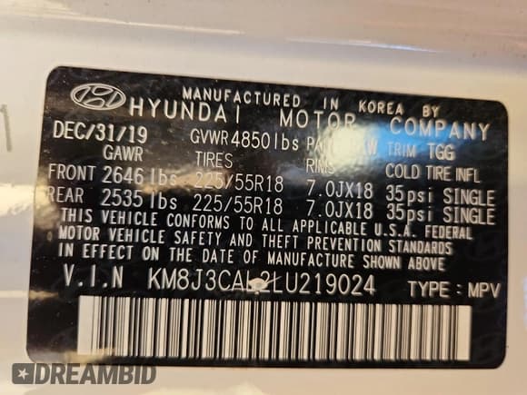 ✅ 2020 Hyundai Tucson Sport • VIN: KM8J3CAL2LU219024 • Lot: 90932025. Wystawiony na Copart z przebiegiem 57 098 mil. Bezpłatny archiwum sprzedaży aukcyjnych z USA i szczegółowy raport historii pojazdu na DreamBid. Zdjęcie 13.