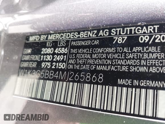 ✅ 2021 Mercedes-Benz A 35 AMG • VIN: W1K3G5BB4MJ265868 • Lot: 43455034. Listed on IAAI with 65,054 mi. Free auction sales archive from the USA and detailed vehicle history report at DreamBid. Image 9.